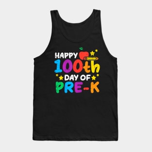 Happy 100Th Day Of Pre K Apple 100 Days School Teacher Tank Top